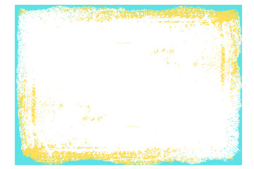 Grunge frame with yellow and blue colors isolated on transparent background