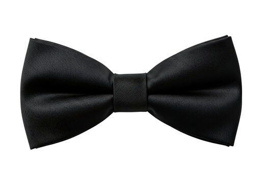 Black satin bow tie isolated on transparent background