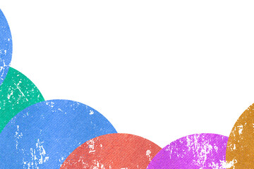 Colorful circle pattern with grunge texture isolated on transparent background