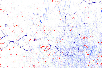 Abstract grunge texture with blue and red spots isolated on transparent background