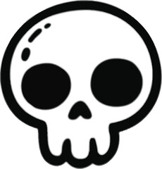 Cartoon skull graphic with simple lines perfect for designs on transparent background silhouette