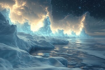 A close-up of glistening ice formation.