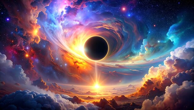 Stunning Artistic Depiction of a Black Hole and Celestial Phenomena
