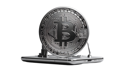 Bitcoin cryptocurrency 3D render bundle isolated on transparent background.