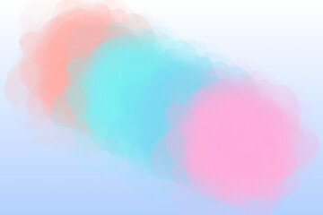 Pastel watercolor background with pink, blue, and orange colors on white isolated on transparent background