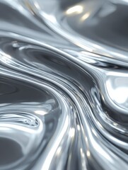 shiny silver surface with wave pattern creates abstract backdrop liquid flow texture mercury drops sparkle light reflects modern design technology 3d rendering digital art for cosmetic