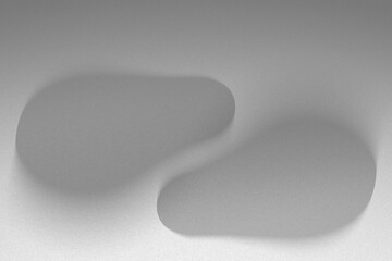 Abstract gray shapes with grainy texture isolated on transparent background