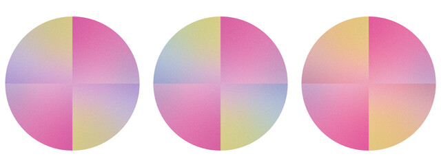 Three watercolor circles with pastel colors isolated on transparent background
