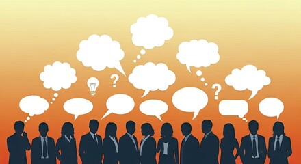 People Sharing Ideas Through Thought Bubbles in a Meeting