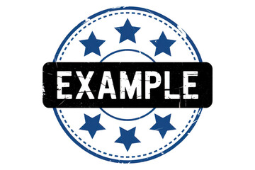 Grunge example stamp with stars isolated on transparent background