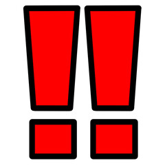 Red exclamation marks side by side alert icon illustration