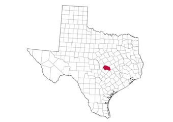 Obraz premium Location Of Williamson County in Texas Map, USA