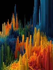 Obraz premium abstract data visualization with colorful bars representing information and statistics analysis
