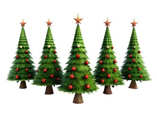Fototapeta premium Christmas trees set, Composition with Christmas tree and gifts isolated on white background. Colorful winter trees collection for holiday xmas and new year. Vector illustration.