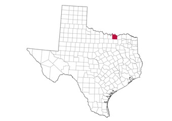 Obraz premium Location Of Grayson County in Texas Map, USA