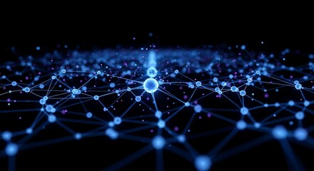 Abstract Digital Network Connecting Data Points in a Futuristic Blue Grid