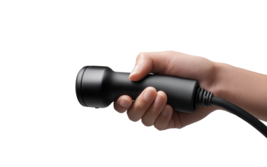 Detailed close up of an EV charger connection capturing the concept of renewable energy and smart mobility isolated on transparent background PNG