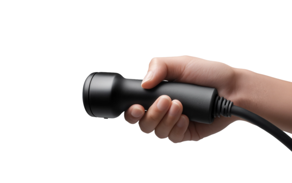 Detailed close up of an EV charger connection capturing the concept of renewable energy and smart mobility isolated on transparent background PNG