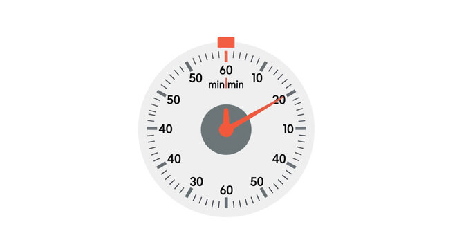 Classic analog stopwatch with red marker indicating time elapsed.