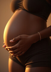 pregnnt black belly woman vertical image