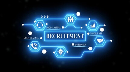 Digital recruitment network connecting social media mobile app and customer engagement hiring human resources - Powered by Adobe