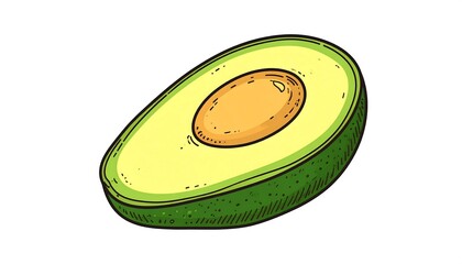 Half avocado, sketch style