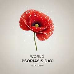 Hope in Bloom – Red Poppy with Flakes as Psoriasis Metaphor, World Psoriasis Day
