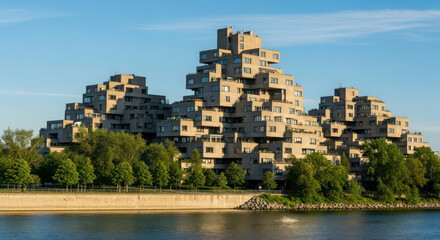 Obraz premium Habitat 67 Montreal Canada Brutalist Architecture Buildings Landmark