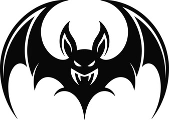 Stylized black bat illustration with extended wings on transparent background silhouette