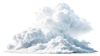 Realistic volumetric cloud explosion with blue and white swirling ethereal gaseous formations