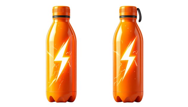  Energy-themed water bottle illustration collection isolated on transparent background. - Powered by Adobe