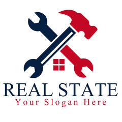 Modern real estate repair and construction logo design