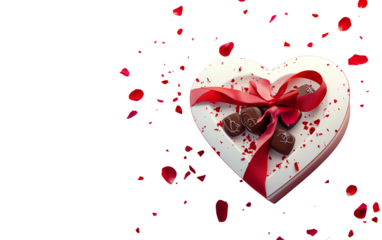 Elegant close up of a decorative heart box capturing passion gratitude and festive charm isolated on transparent background PNG