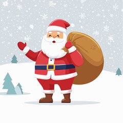 Obraz premium Santa Claus waving in snowy landscape