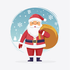 Smiling Santa Claus with gift sack
