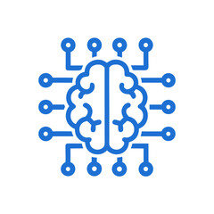 Stylized blue brain network circuitry symbolizing ai neural connections and intelligence