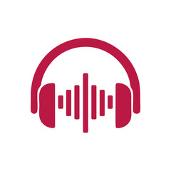 Striking stylized headphones logo design with audio waveform graphic element