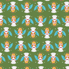 A pattern with angels, festive, Christmas