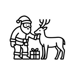 outline icon Santa petting a reindeer vector on a white background
Vector outline icon of a holiday on a white background