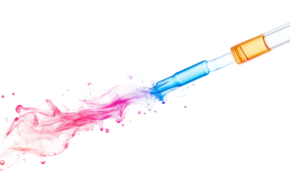 Scientific concept photo featuring pipette and chemical solution representing lab work accuracy and analysis isolated on transparent background PNG