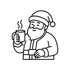 outline icon Santa holding a mug vector on a white background
Vector outline icon of a holiday on a white background