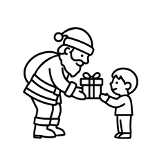 outline icon Santa giving a gift to a child vector on a white background
Vector outline icon of a holiday on a white background