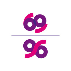 69-96 Logo Free Vector, New 69 logo, New 96 Geometric Logo.