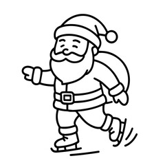 Fototapeta premium outline icon Santa skating vector on a white background Vector outline icon of a holiday on a white background