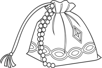 bag with bead strings simple line art desig pouch