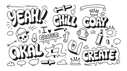Fototapeta premium Vibrant hand drawn graffiti illustrations with cartoon doodle elements