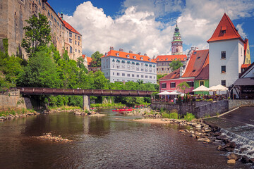 World heritage old city of Český Krumlov on Vltava River in Bohemia, Czech Republic