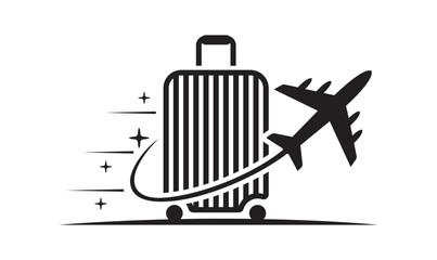 travel vector logo, Luxury travel luggage, study tour logo vector isolated white background