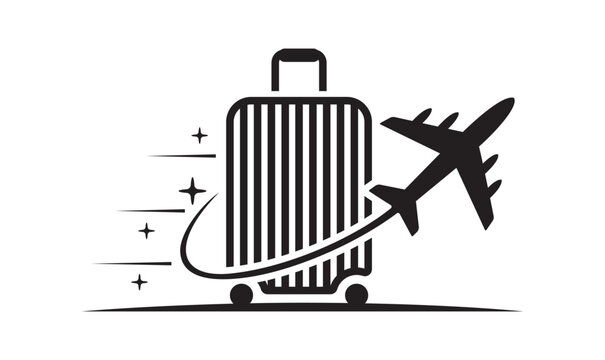 travel vector logo, Luxury travel luggage, study tour logo vector isolated white background