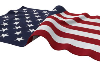 Waving american flag isolated on transparent background